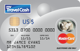 my Travel Cash prepaid US Dollar MasterCard